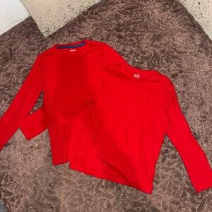 Two boys red Long Sleeve Shirts